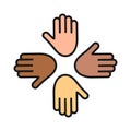 Multicultural and multiethnic friendship symbol vector illustration